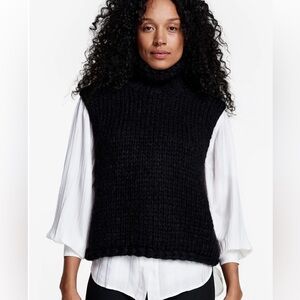 Smythe x Auden Hand knit Women's Black Turtleneck Sweater Vest
